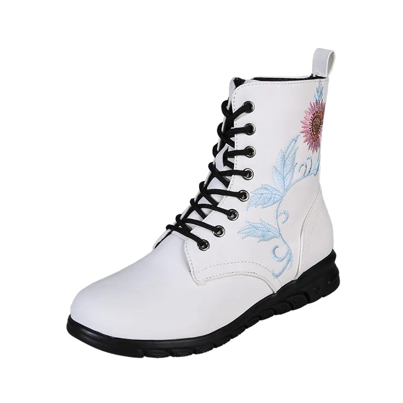 Elegante Damenstiefel mit Sonnenblumen-Motiv
