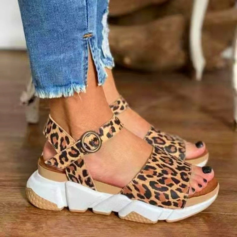 Stylish Plateau-Sandalen im Leoparden-Design für Damen