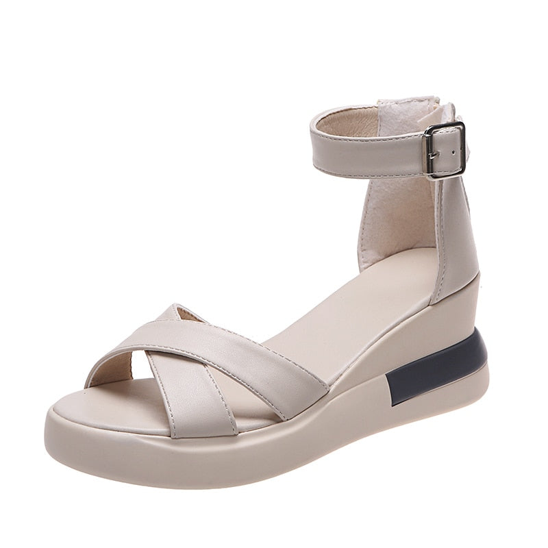 Elegante Damen-Keilsandalen aus hochwertigem PU-Leder mit orthopädischer Unterstützung – Gebo