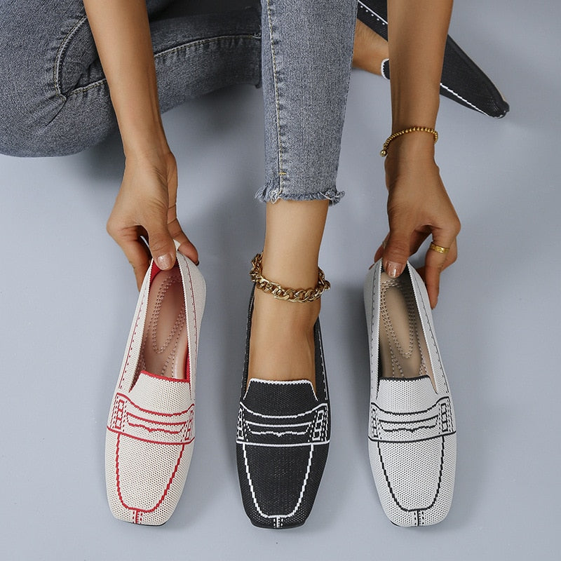 Lazy-Schuhe mit quadratischer Zehenpartie und niedrigem Absatz für Damen - Quipus