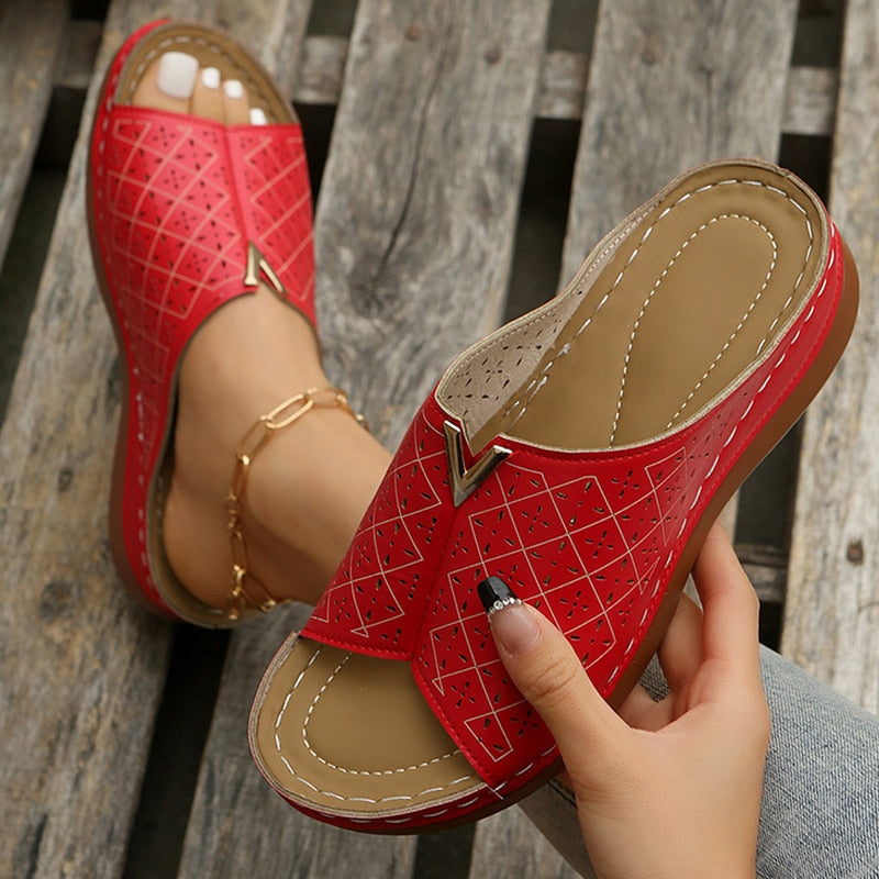 Damen-Sandalen mit Metallkeilabsatz – Panek