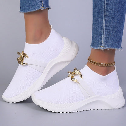 Weiße orthopädische Freizeitschuhe zum Hineinschlüpfen für Damen – Lucya