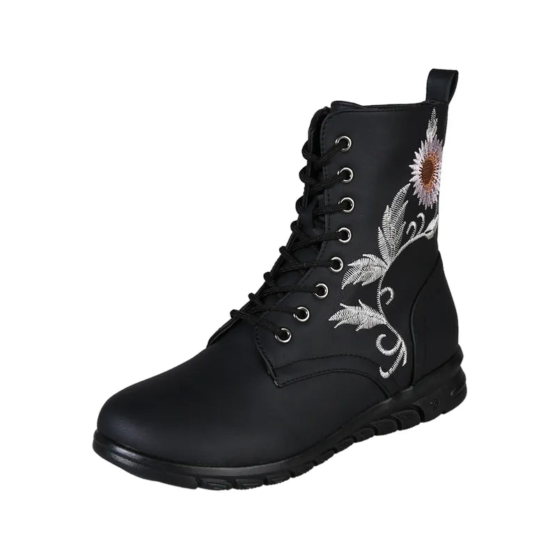Elegante Damenstiefel mit Sonnenblumen-Motiv