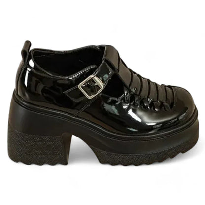 Elegante Lackleder-Mokassins für Damen mit bequemen hohen Absätzen