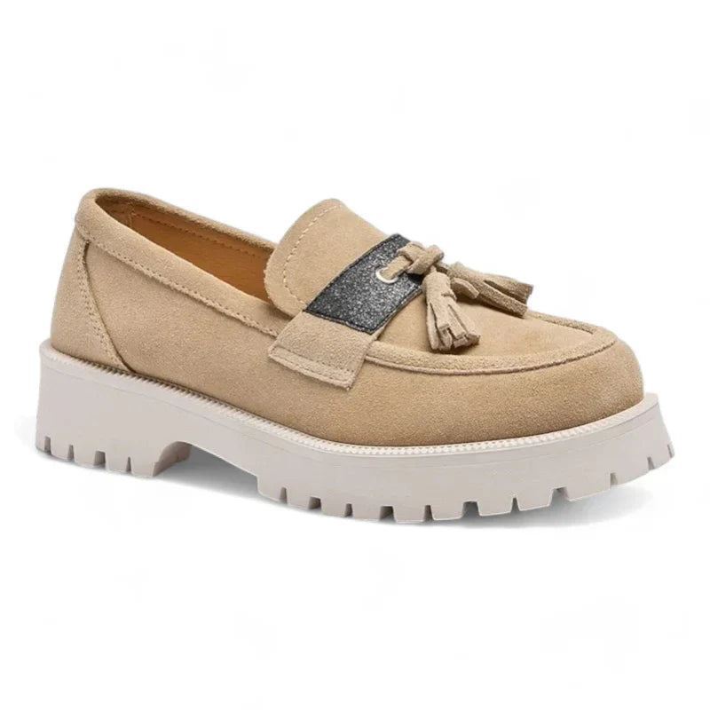 Orthopädischer Damen-Mokassin aus Wildleder mit Absatz