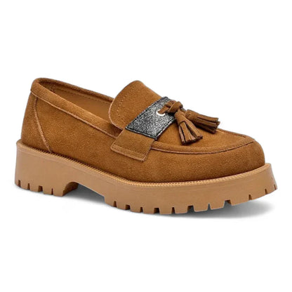 Orthopädischer Damen-Mokassin aus Wildleder mit Absatz