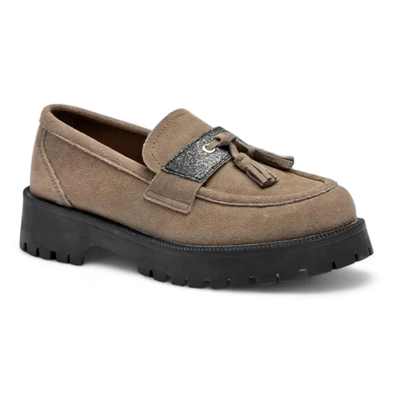 Orthopädischer Damen-Mokassin aus Wildleder mit Absatz