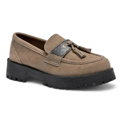 Orthopädischer Damen-Mokassin aus Wildleder mit Absatz