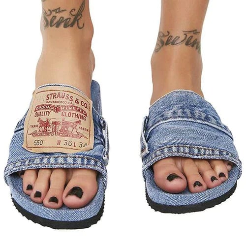 Stylische und komfortable orthopädische Denim-Sandalen für Damen