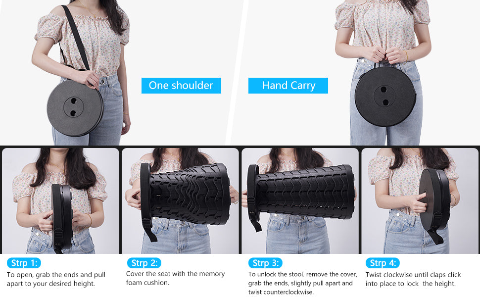 KnieSaver - Tragbarer klappbarer Hocker