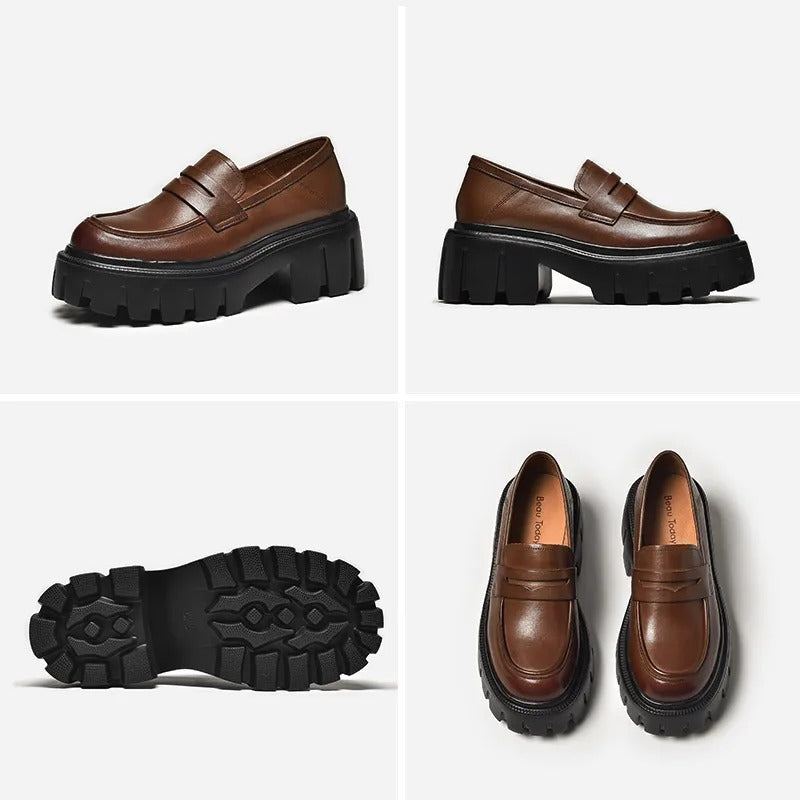 Elegante Damenschuhe mit orthopädischem Komfort und stilvollen Lederkeilen