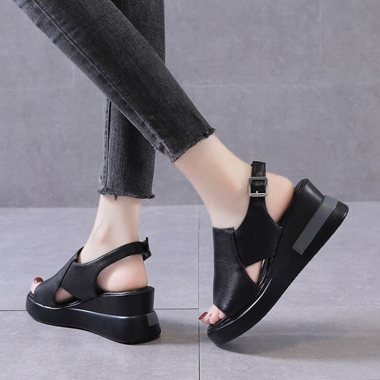 Elegante Lederkeil-Sandalen für Damen - Orthopädischer Komfort mit Stil - VINI