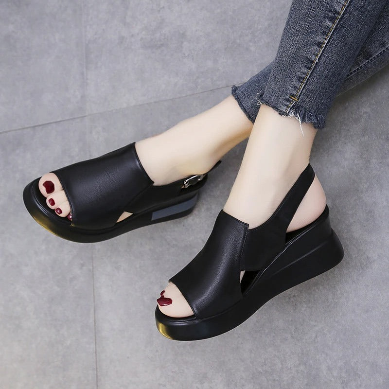 Elegante Lederkeil-Sandalen für Damen - Orthopädischer Komfort mit Stil - VINI