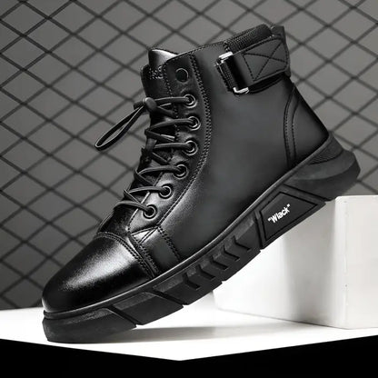 Bequeme Hochschnitt-Herrenschuhe mit orthopädischem Design in elegantem Schwarz